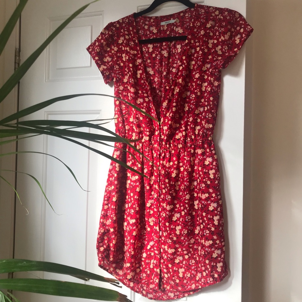 Silky printed button-up sundress